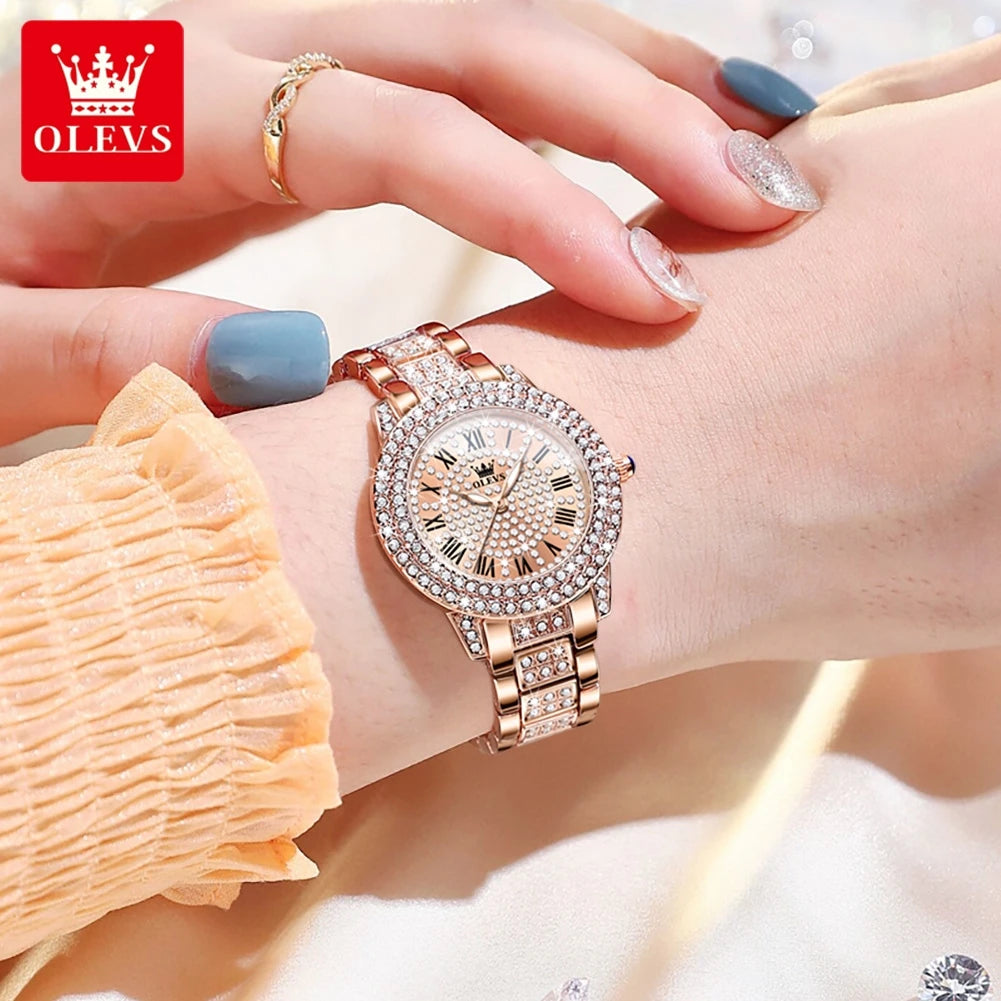 Diamond Watch for Women Luxury Stainless steel Waterproof Quartz Wristwatch