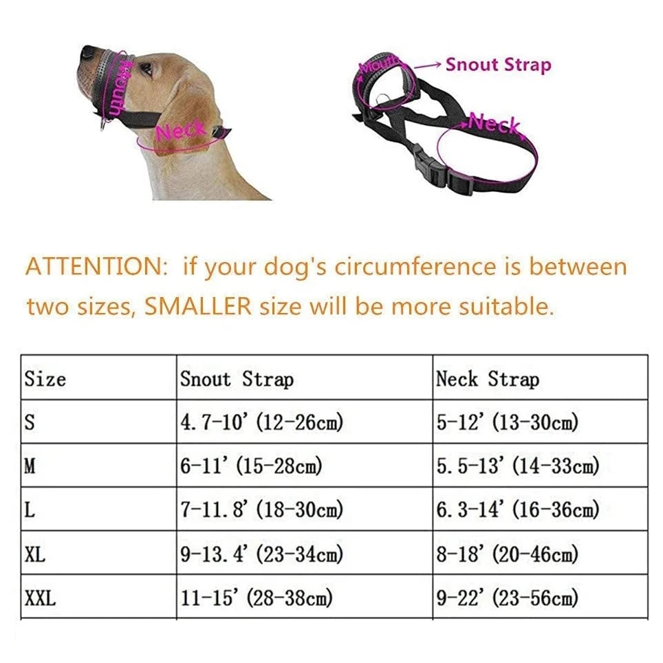 Soft Nylon Dog Muzzle Anti Barking Training Pet Mouth Mask Harness for Small Large Dogs Prevent from Biting, Adjustable Loop - Hiron Store