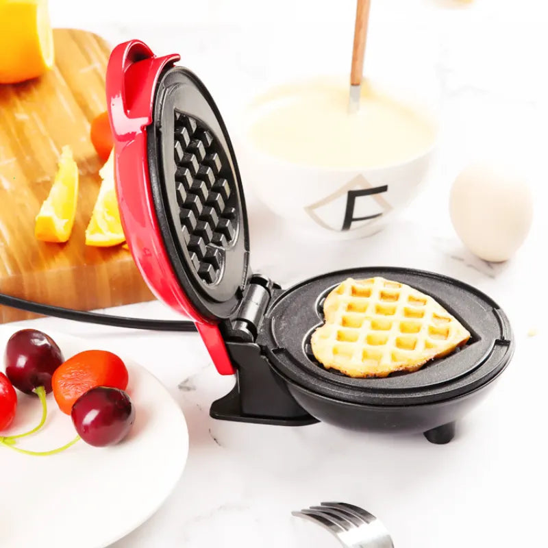 Mini Electric Waffles Maker Bubble Egg Cake Oven Breakfast Love Heart Shaped Waffle Maker Cooking Appliance 220V EU Plug - Hiron Store