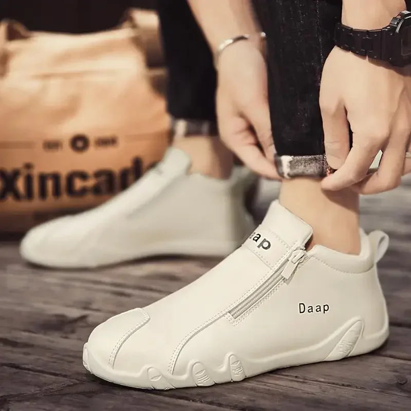 2027 New Casual Shoes for Men, Luxury Round Toe Men Ankle Boots, Light Slip-on Walking Shoes, High Top Sneakers