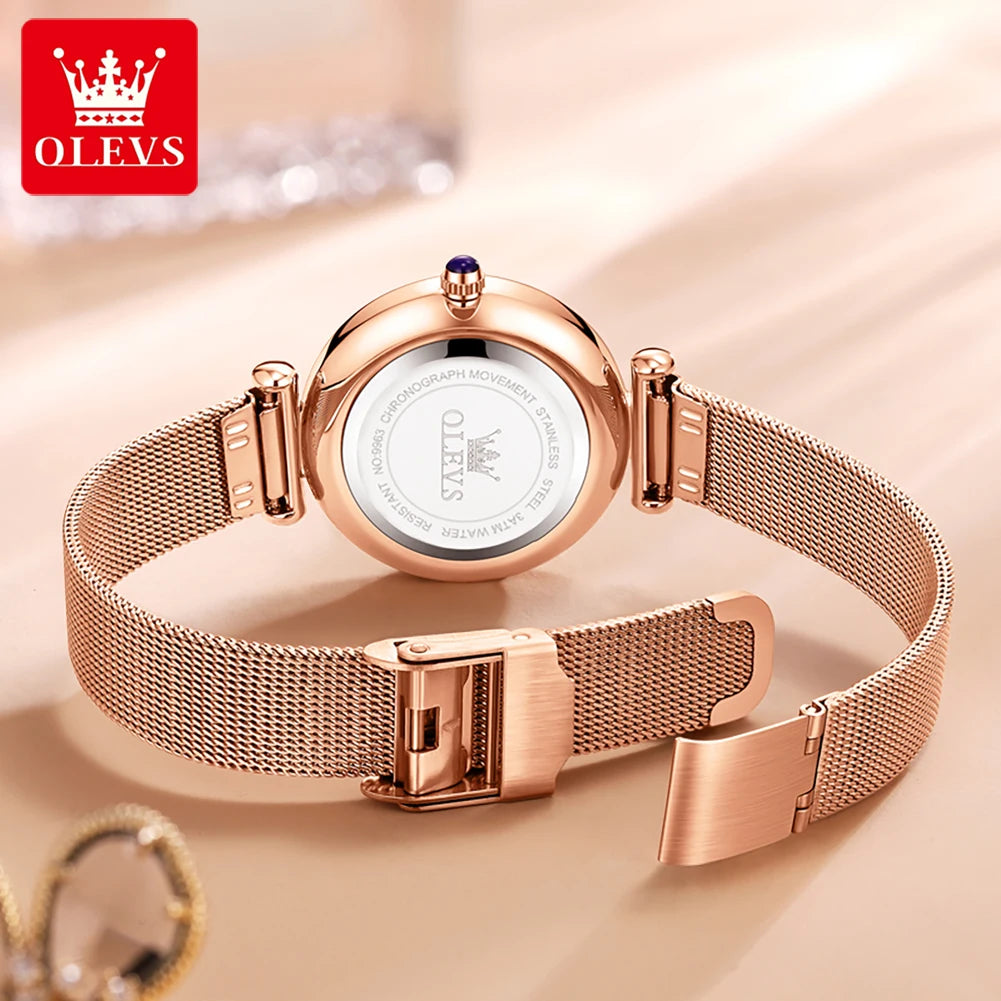 Luxury Diamond Quartz Watch for Women Analog Quartz Watch Stainless Steel Mesh Belt Waterproof Wristwatch