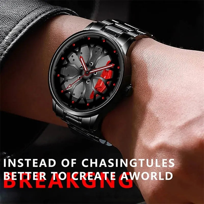 Fashion Mens Car Wheel Watches Luxury Men Sports Waterproof Quartz Wristwatch