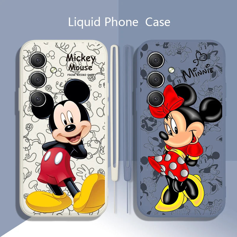 Cool Mickey Minnie Disney For Samsung  A34 A14 A52S A54 A23 A13 A73 A03Core A22 4G 5G Liquid Rope Phone Case - Hiron Store