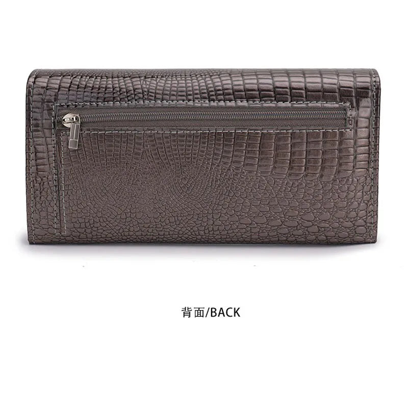 Genuine Leather Wallet Women Long Women's  Wallets Alligator Pattern Female Purse Money Bag