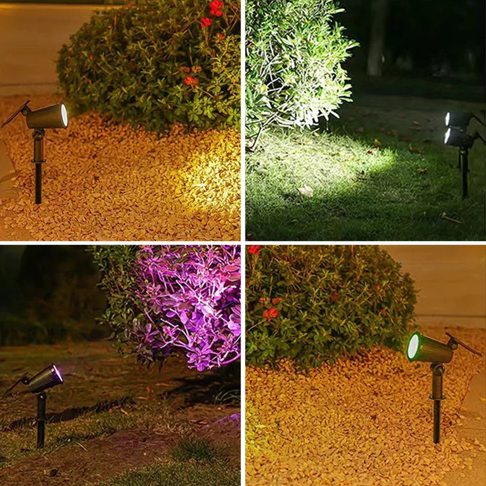9 LED Solar Spotlights IP65 Waterproof Outdoor RGB Landscape Lighting Adjustable Brightness for Garden Yard