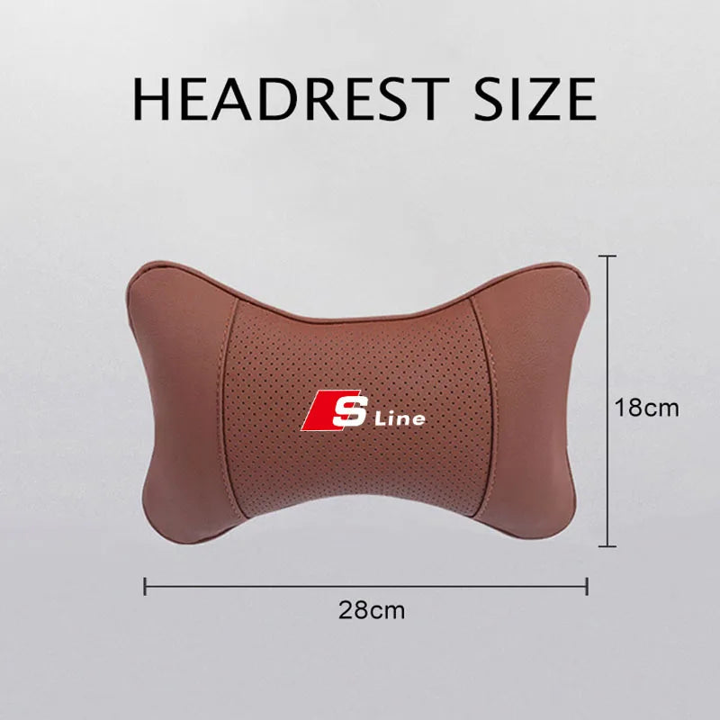 1Pcs Car Seat Headrest Auto Logo Neck Pillow For Audi Sline A3 A1 A4 B8 B7 A6 C7 A5 A7 A8 B9 B6 C6 Q2 Q3 Q5 Q7 Q8 TT S3 S4 S7 S8