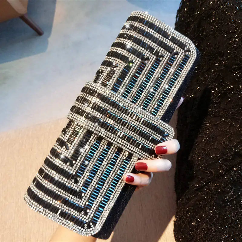 Factory Direct Sales Stick Diamond Three Discount Dinner Bag Hand Armpit Chain Wedding Party Crystal Evening Clutch Bag - Hiron Store