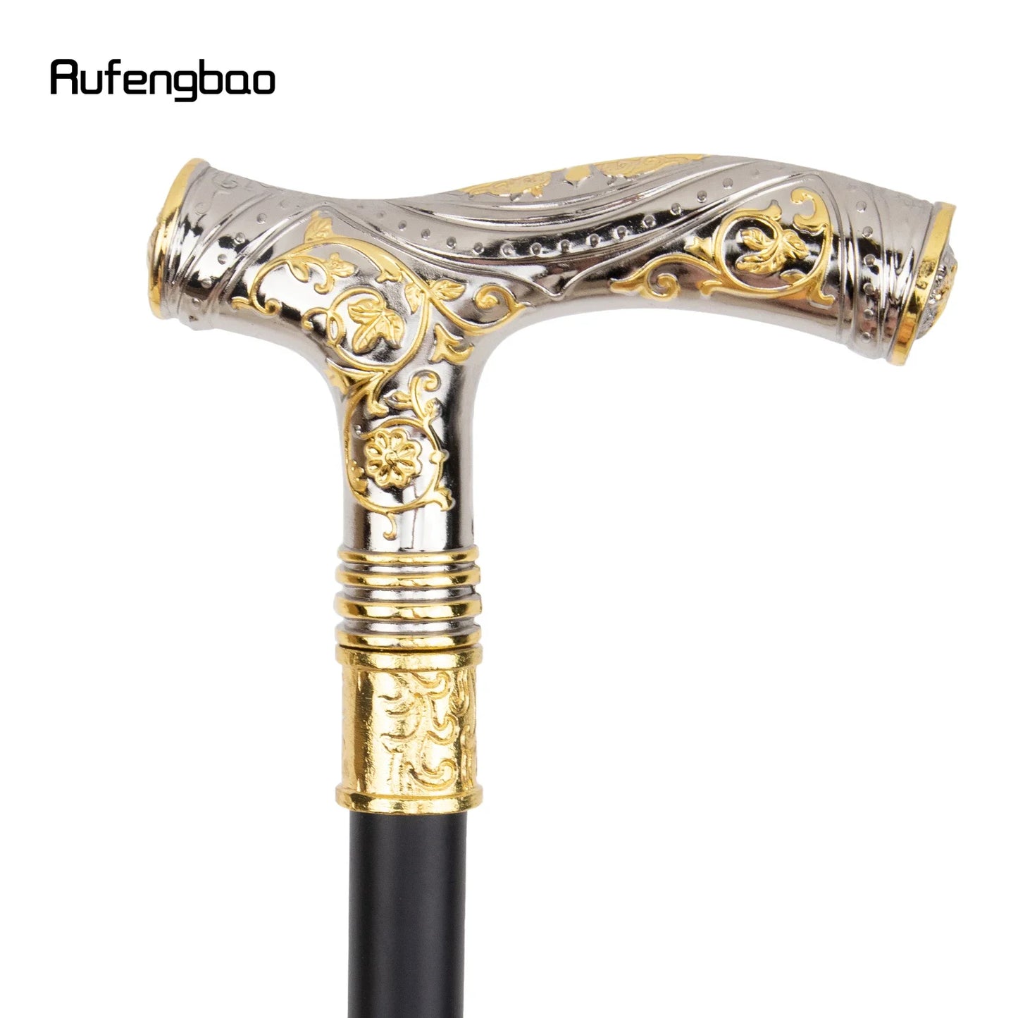 Golden White Eagle Head Flower Totem Relief Walking Cane Fashion Walking Stick Gentleman Crosier Knob Walking Stick