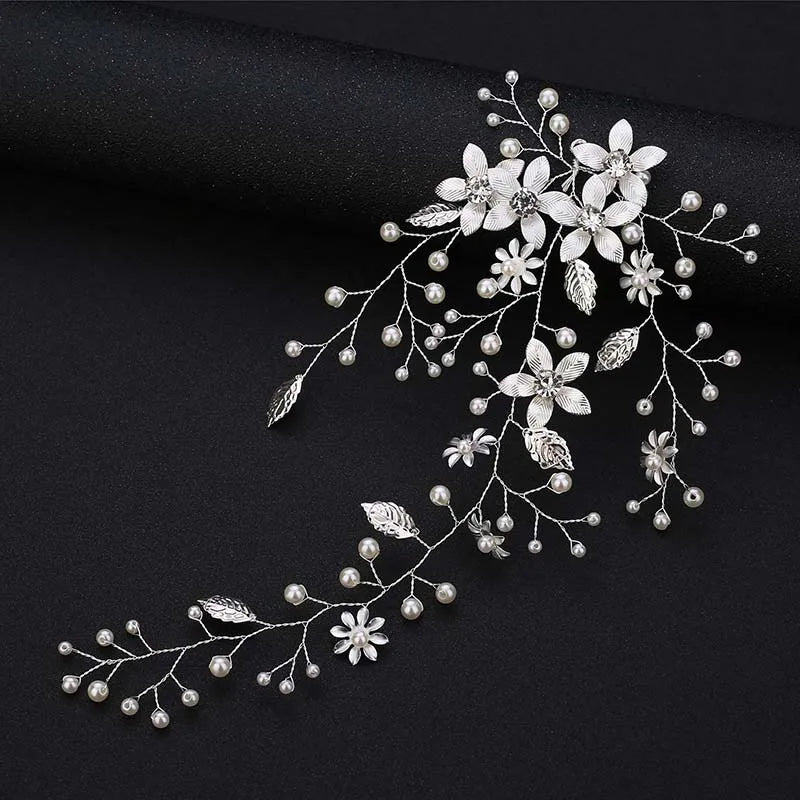 New Wedding Hair Accessories Crystal Pearl Hair Belt Wedding Bridal Hairband Hair Ornament Hair Jewelry Bride Headdress Headband