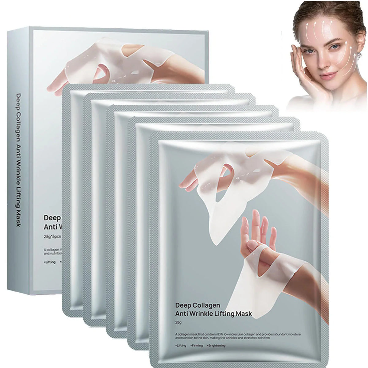 Deep Collagen Anti-Wrinkle Lifting Mask, Face Mask Overnight, Firming Moisturizing(5Pack)