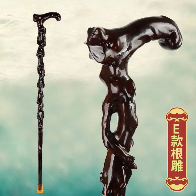 Walking Stick for the Elderly Solid Crutch Non-Slip Tripod Stick Wood Walking Stick Elderly