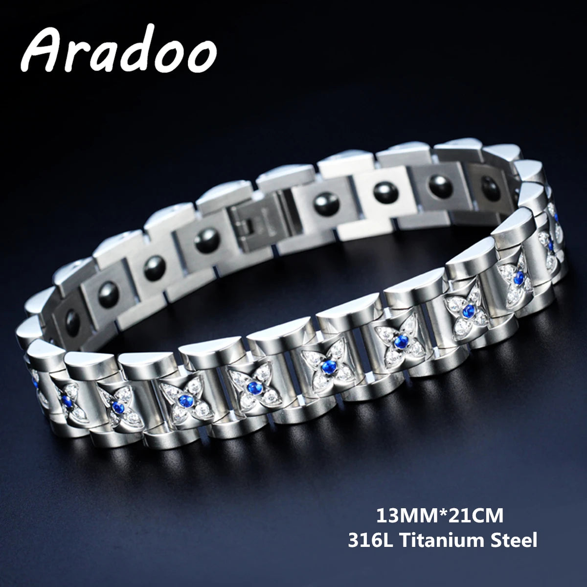 Men's Titanium Steel Magnetic Energy Bracelet Negative Ion Anti-fatigue Strap Bracelets