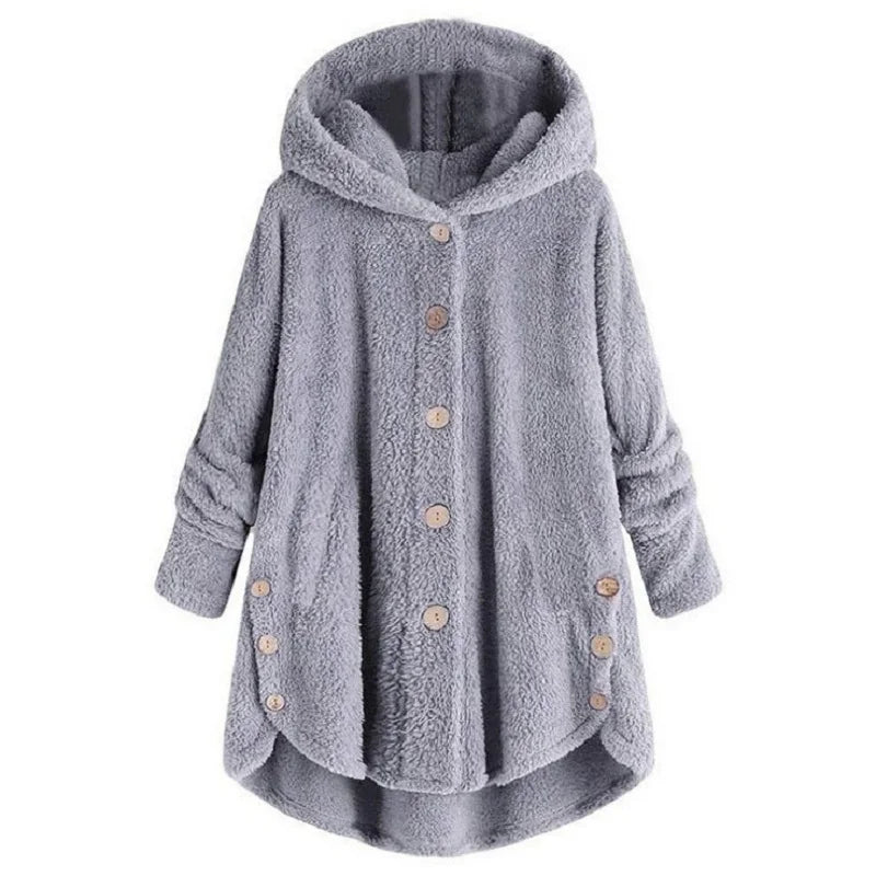 Winter Press-pleated Printed Turn-collar Long-sleeved Shirt Two-piece Furry Coat