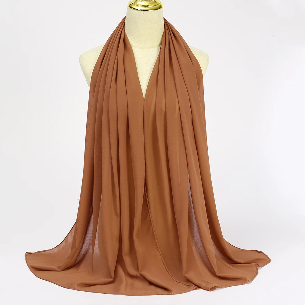 Muslim Chiffon hijab Scarf Long Solid Color Head Wrap Women's Hijabs & Scarves Jersey Hijab Veil