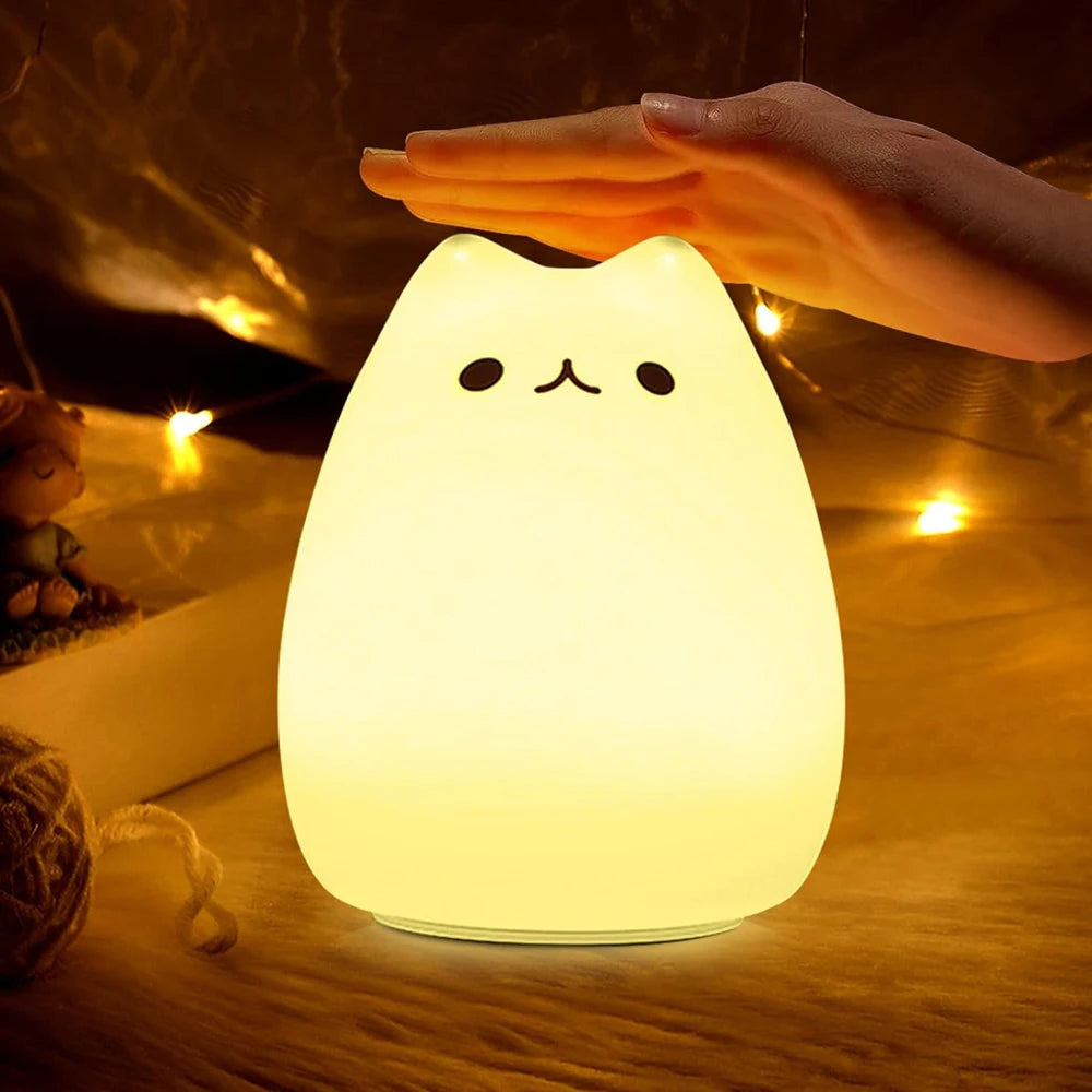 LED Silicone Cute Cat Nursery Night Lights Portable Multicolour