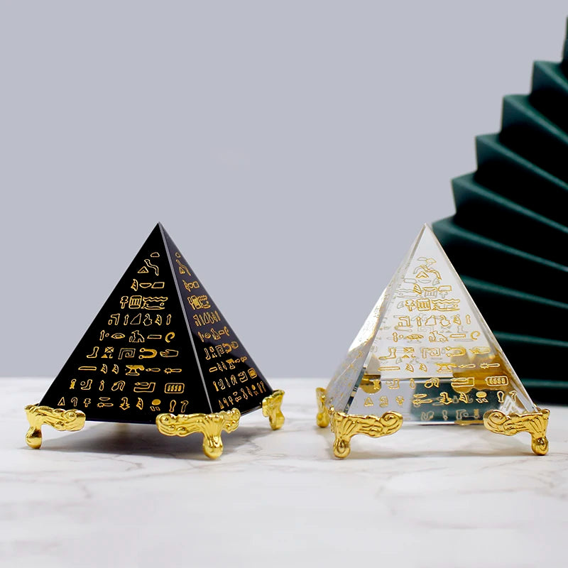 Egypt Crystal Obsidian Pyramid Model Natural Energy Healing Feng Shui Home Decor Living Room Decoration Paperweight