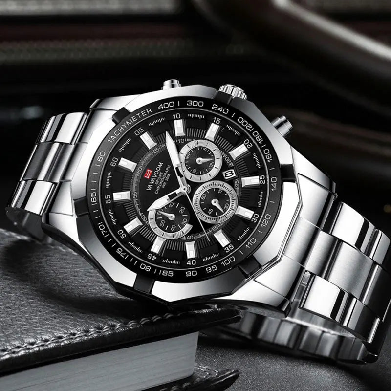 Men Watch Pagani Design Stainless Steel Strap Calendar Dial Quartz Movement Wristwatch