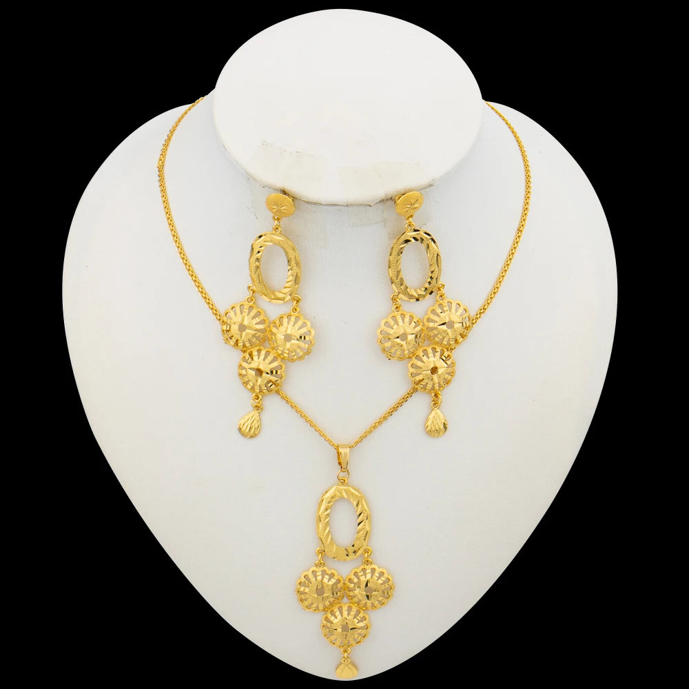 Sweet Heart Design Earrings and Necklace Set Dubai Jewelry Set