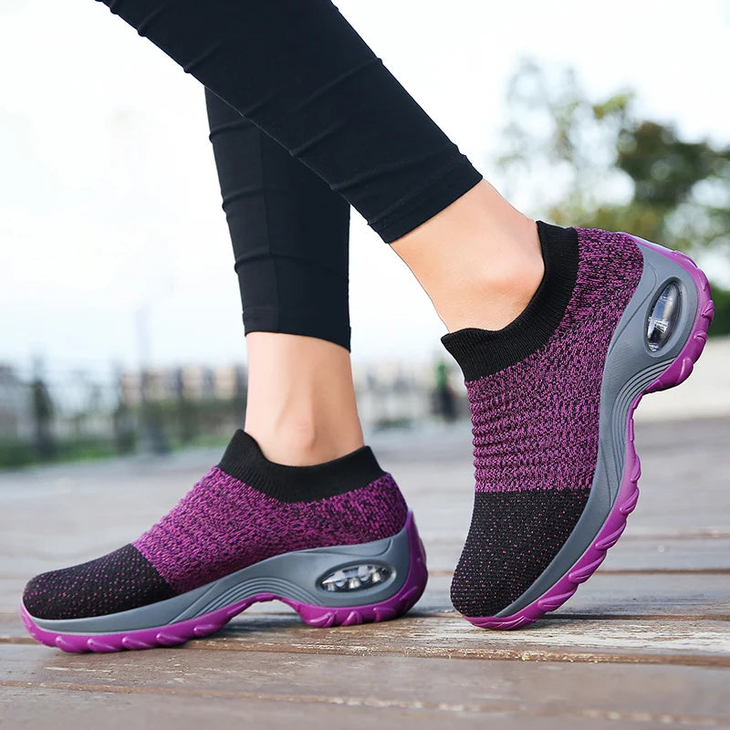 Women's Casual Sports Socks Sneakers Thick Sole Air Cushion Rocking Shoes