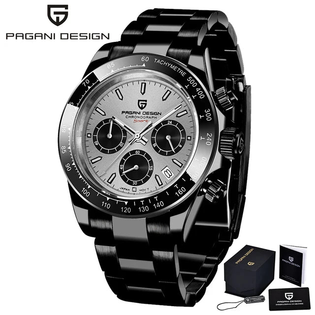 40mm New V2 PAGANI DESIGN Men's Quartz Watches Sapphire Retro Chronograph Stainless Steel Waterproof Watch