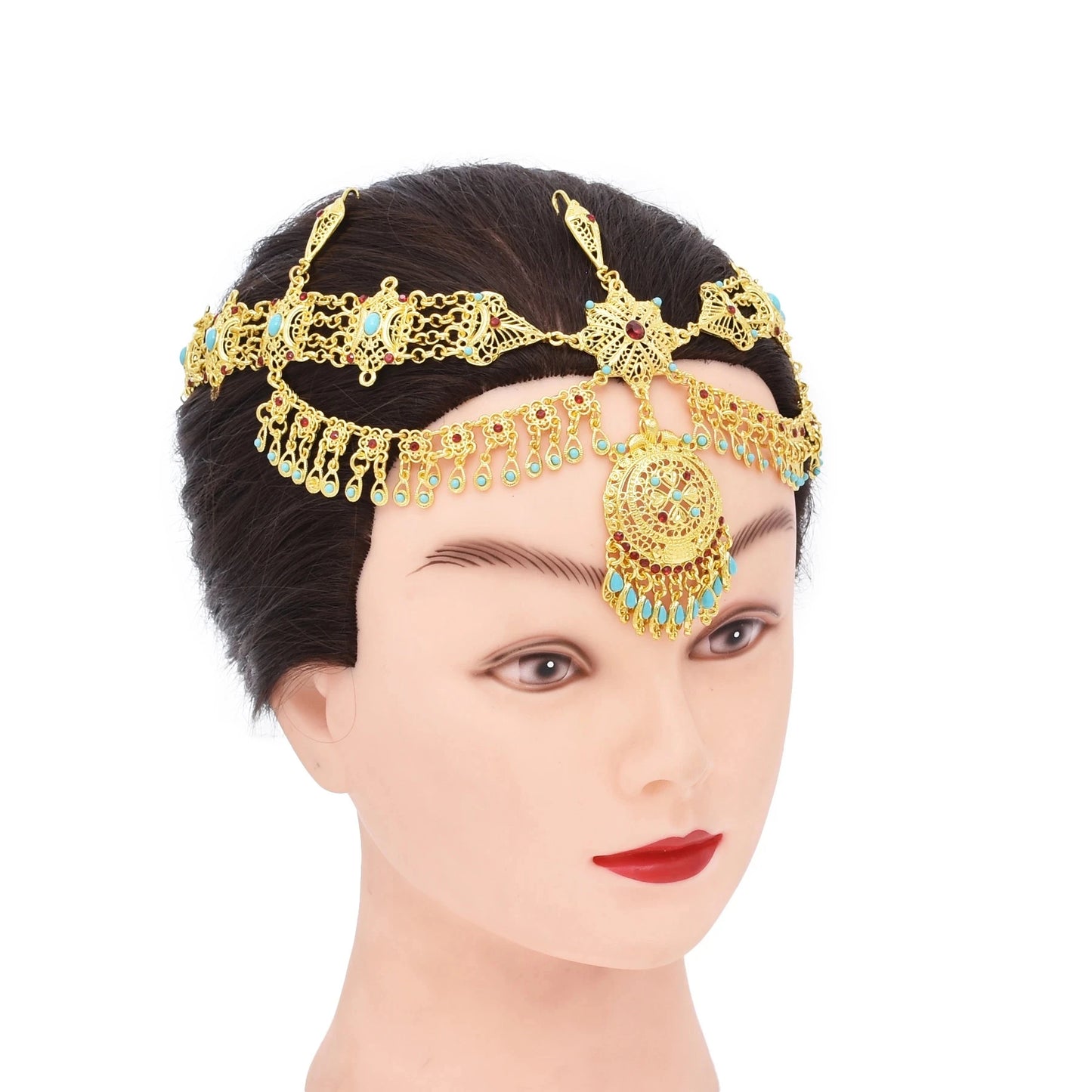 Golden Traditional Indian Ethnic Hair Accessories Afghan Turkish Tribe Head Chain maang tikka