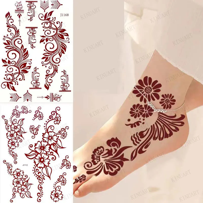 Waterproof Temporary Tattoos for Women Henna Tattoo Stickers Mehndi Design Fake Tattoo