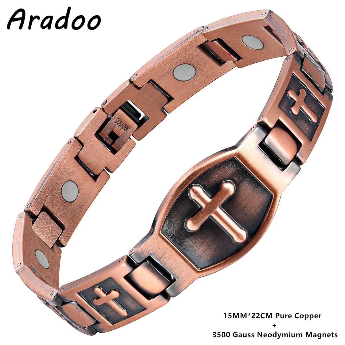 Pure Copper Bracelet for Men Magnetic Vintage Bracelets Wristband Adjustable Jewellery Gift with Sizing Tool