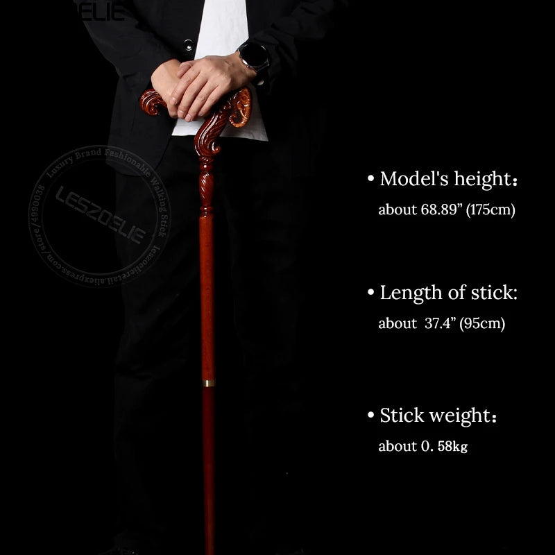 Elephant Handle German Beech Luxury Wooden Walking Stick Men Detachable Canes Women Elegant Walking Sticks