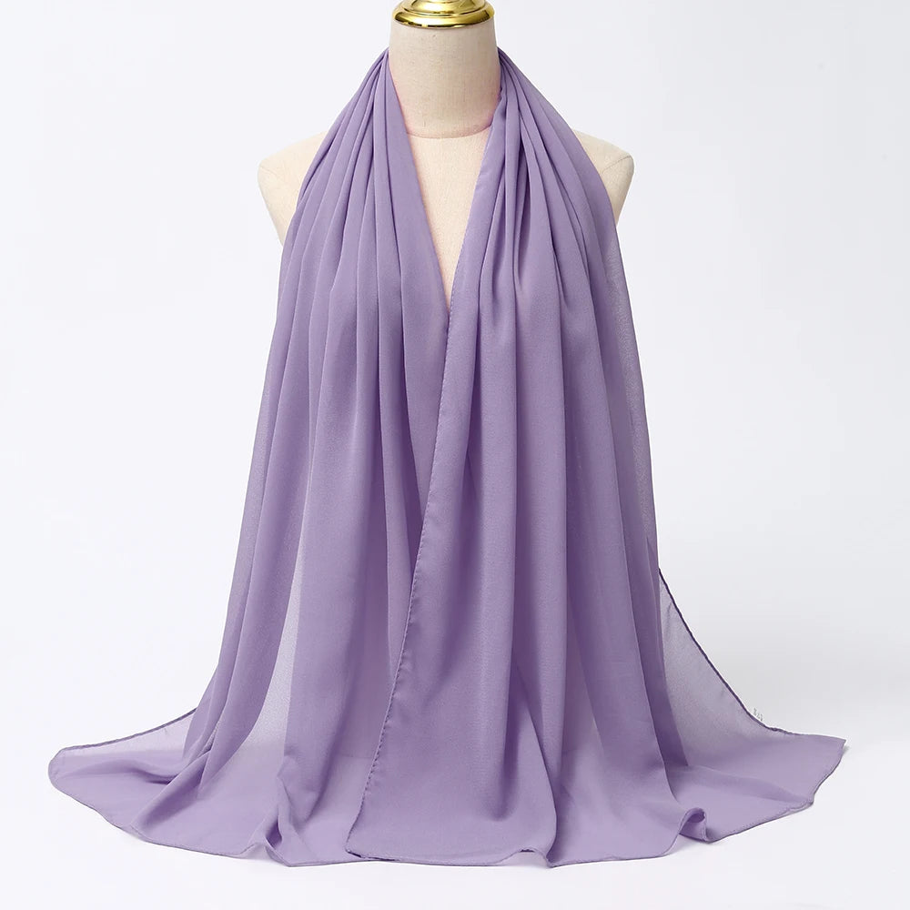 Muslim Chiffon hijab Scarf Long Solid Color Head Wrap Women's Hijabs & Scarves Jersey Hijab Veil