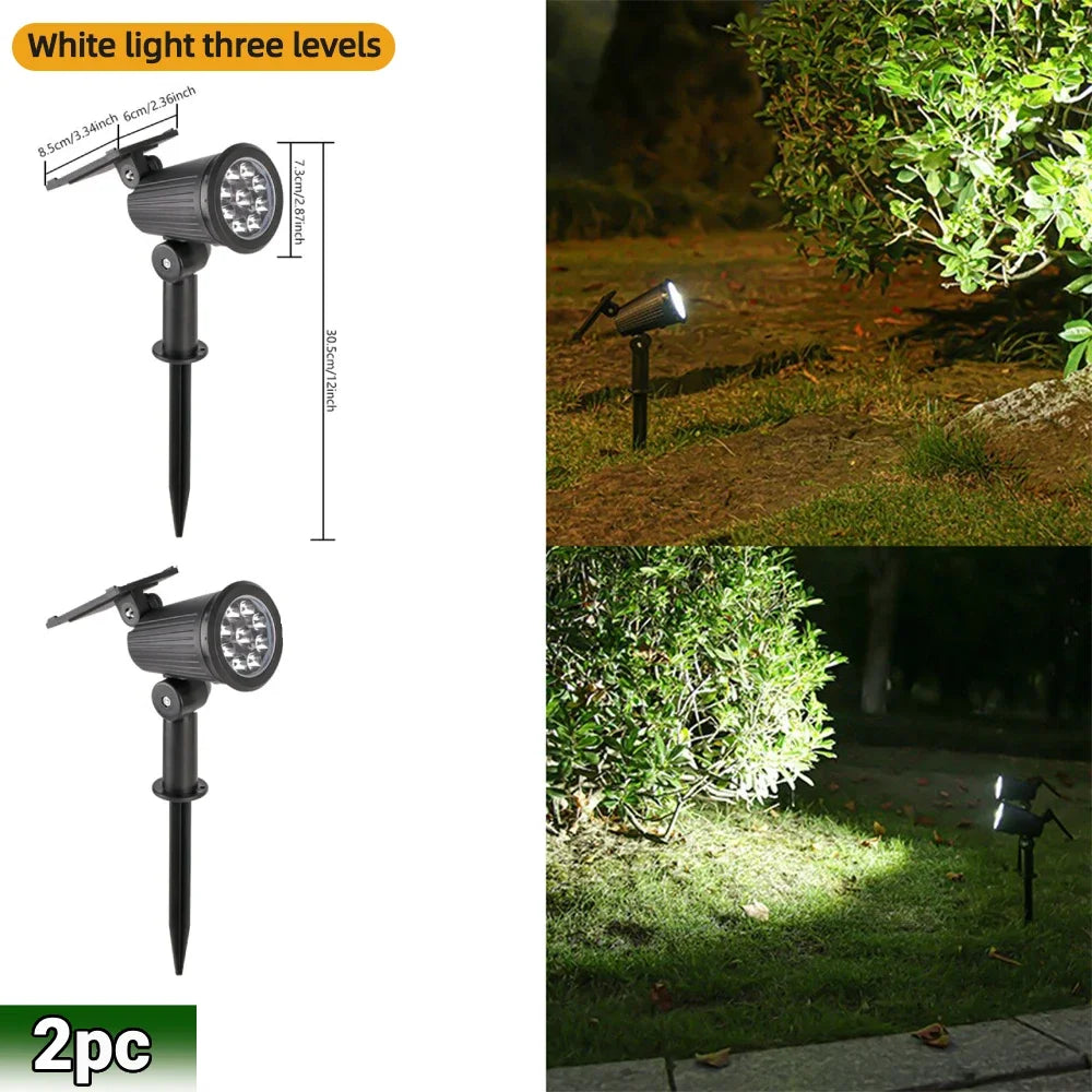 9 LED Solar Spotlights IP65 Waterproof Outdoor RGB Landscape Lighting Adjustable Brightness for Garden Yard