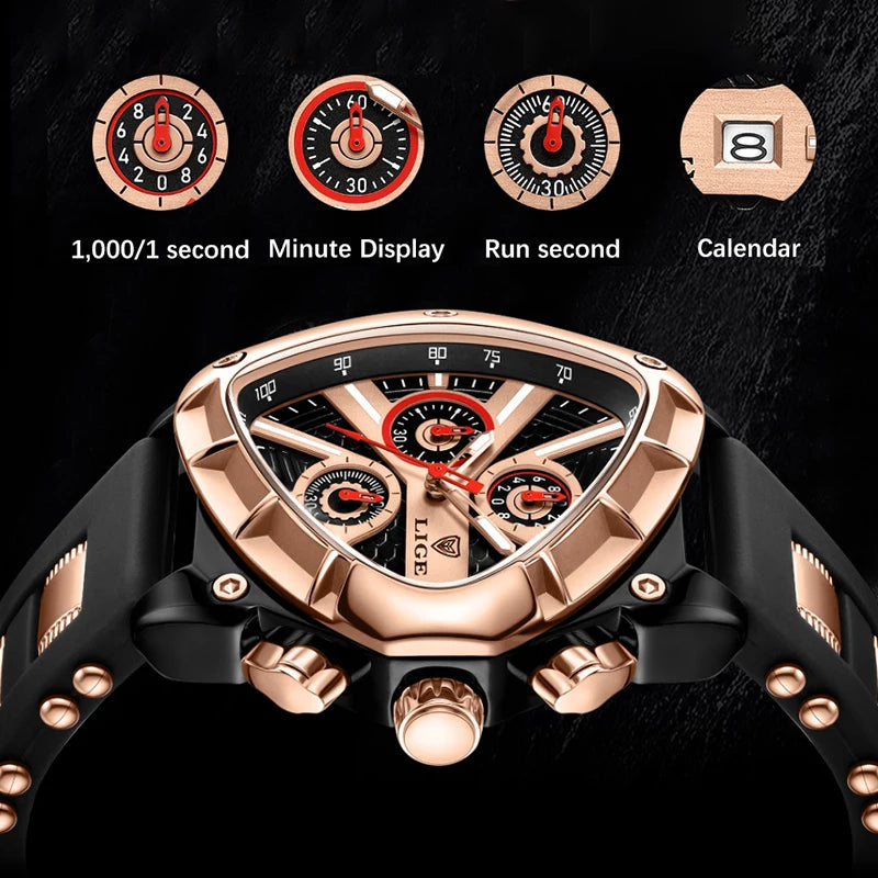 Men Chronograph Military Wristwatch Watches Luxury Waterproof Quartz Clock