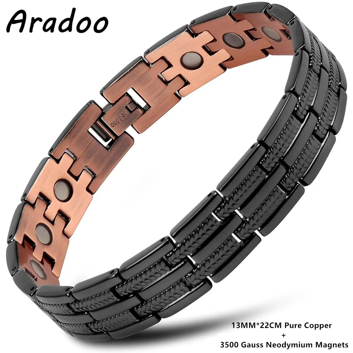 Pure Copper Bracelet for Men Magnetic Vintage Bracelets Wristband Adjustable Jewellery Gift with Sizing Tool