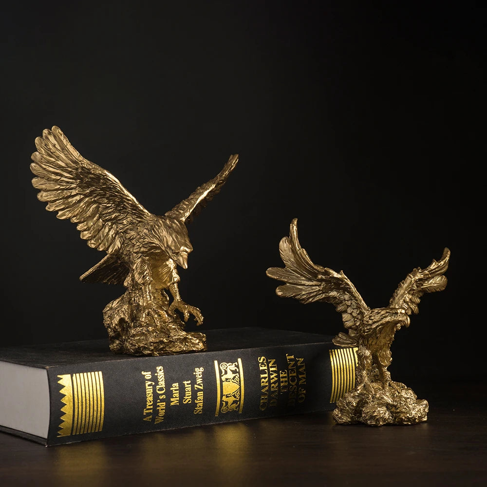 Golden Eagle Statue Art Animal Model Collection Ornament Home Office Desktop Decor