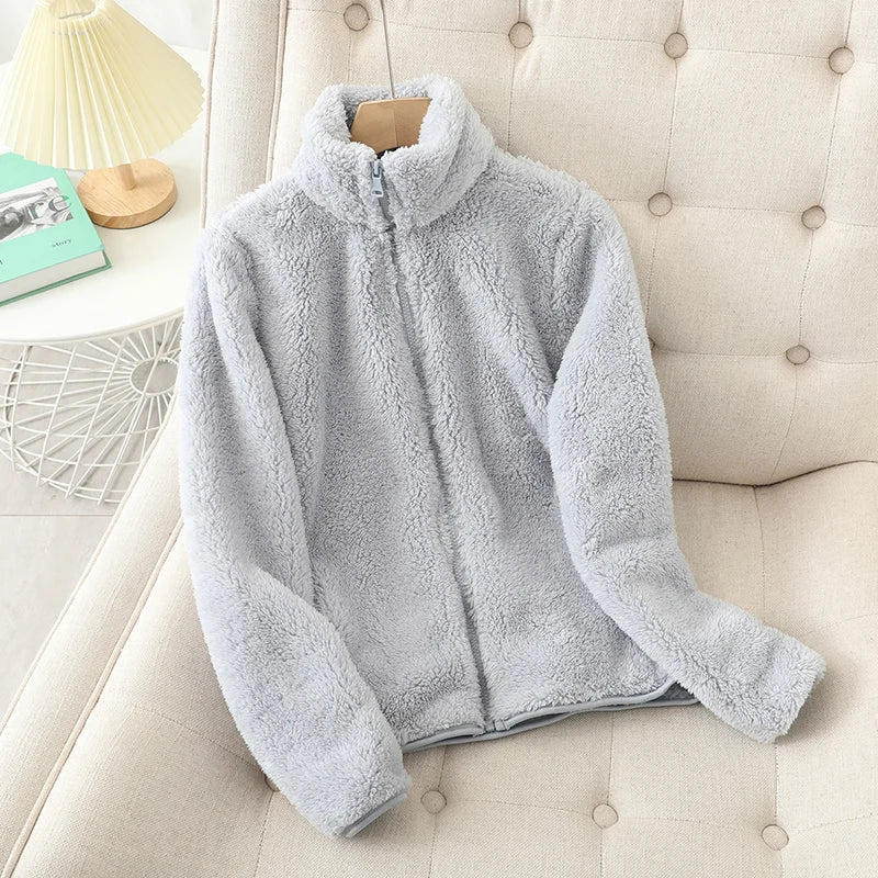 Women's Fleece Coat Winter Warm Thicken Jacket Two-Sided Wear Double-Sided Coats Polar Fleece Jackets