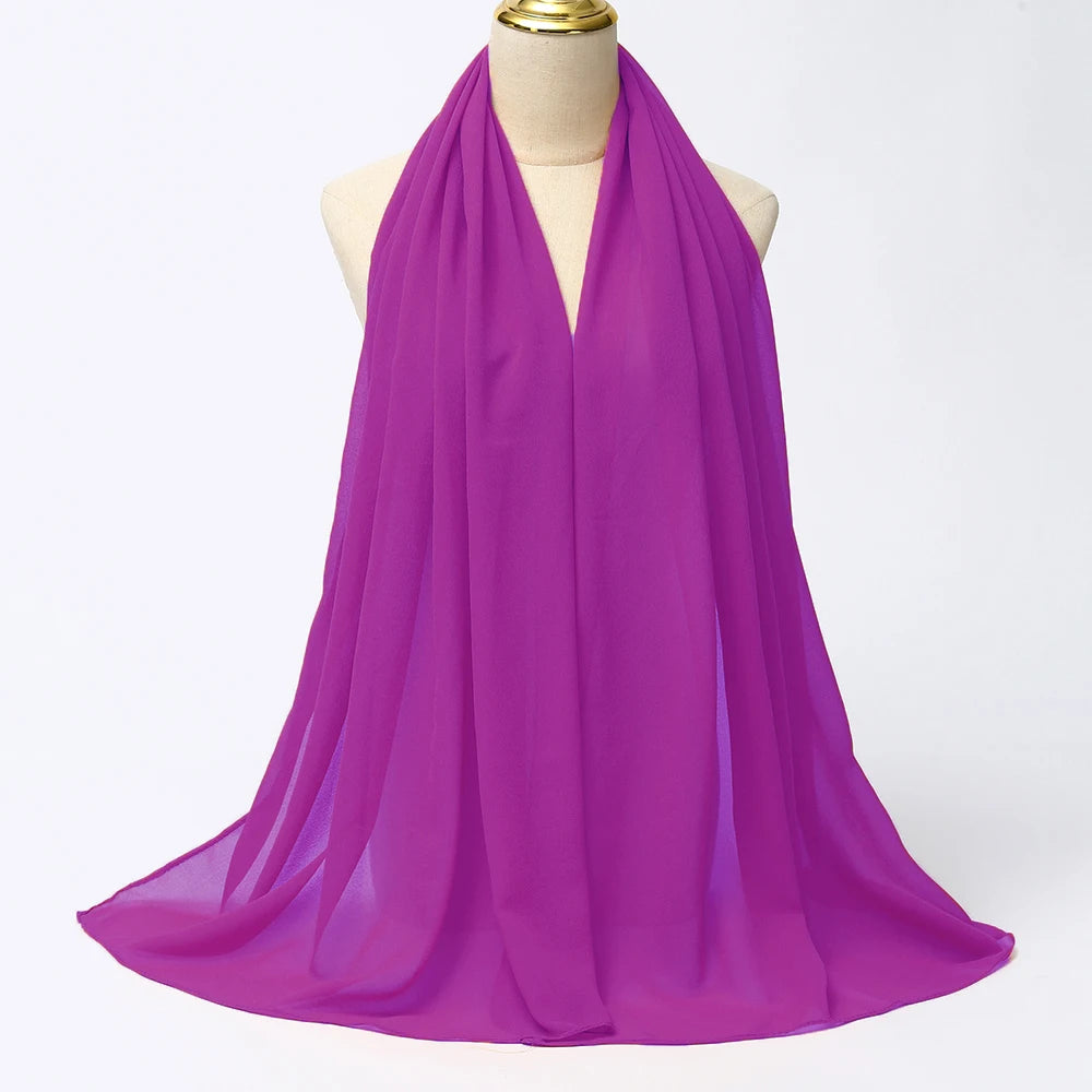Muslim Chiffon hijab Scarf Long Solid Color Head Wrap Women's Hijabs & Scarves Jersey Hijab Veil