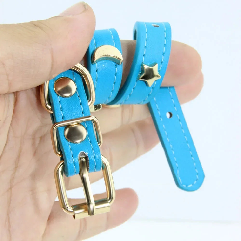 Cute Cat Soft Leather Pet Collars For Small Dog Kitten Puppy Necklace Cat Accessories  Star Moon Rivets