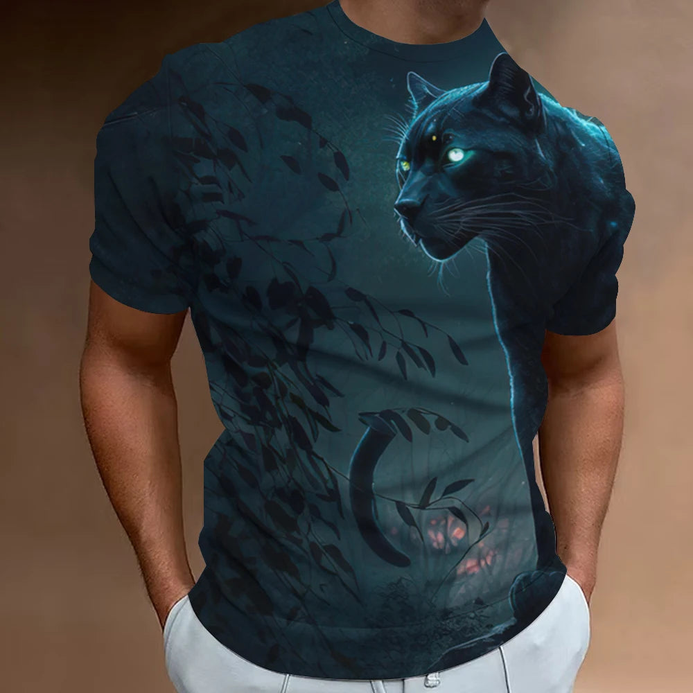 Summer Retro T-Shirt Animal Lion 3d Print Fashion Short Sleeve Top Elastic Oversized Clothing Sweatshirt Fitness T Shirt For Men - Hiron Store