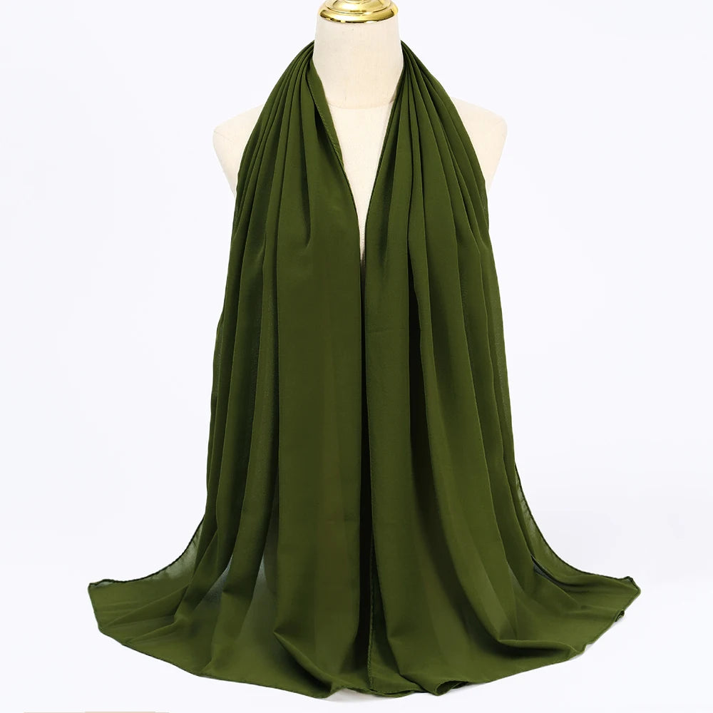 Muslim Chiffon hijab Scarf Long Solid Color Head Wrap Women's Hijabs & Scarves Jersey Hijab Veil