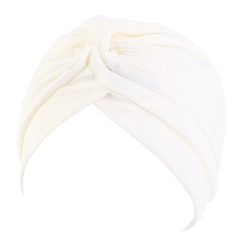 New Flower Decoration Turban, Solid Color Women's Head Wrap, Fashion Headwear, Bandana Cap