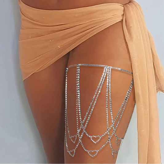 Multi Layer Thigh Chain Jewellery Pearls Elastic Band Sexy Body Chains Jewellery