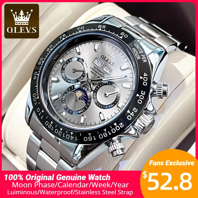 OLEVS  Watch for Men TOP Brand Original Stainless Steel  Waterproof Man Wrist Watch Luxury Set