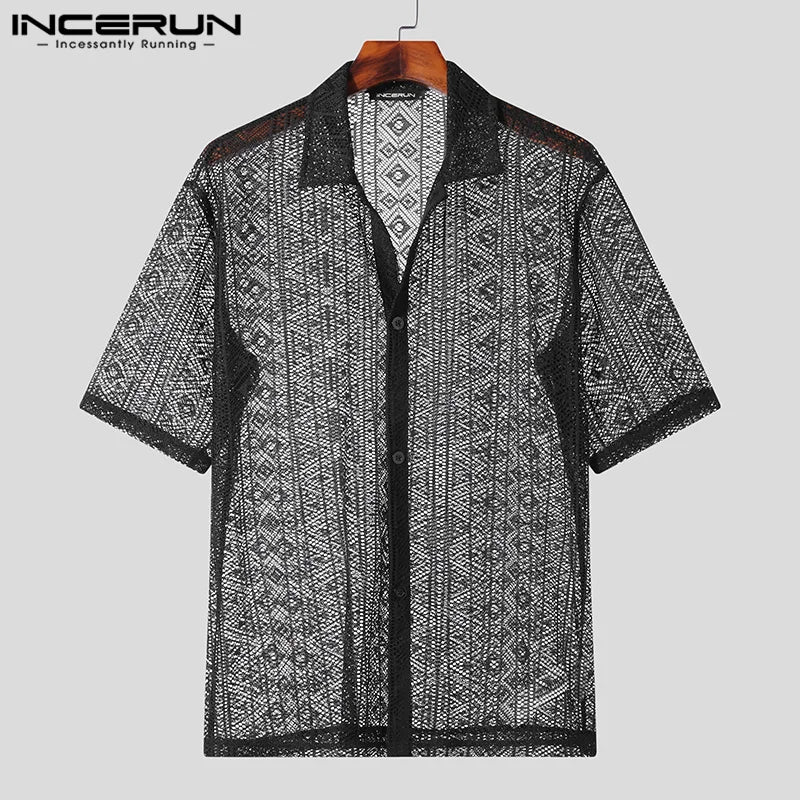 Men Streetwear Lapel Short Sleeve Men's Clothing