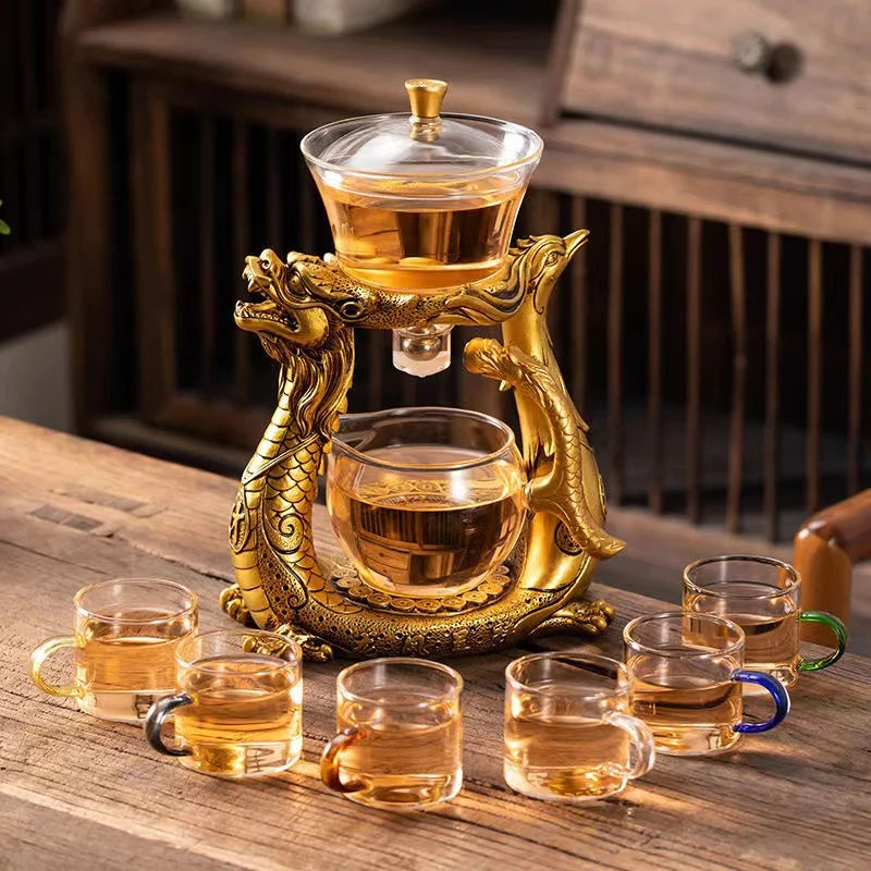 Dragon Glass Teapot Magnetic Diversion Rotating Cover Bowl Water Tea Cup Pure Oolong Drink Tea