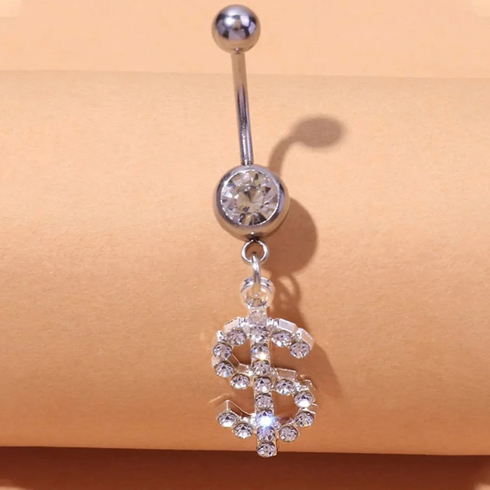 Heart Belly Button Nails Body Piercing Jewellery Sexy Crystal Belly Button Ring