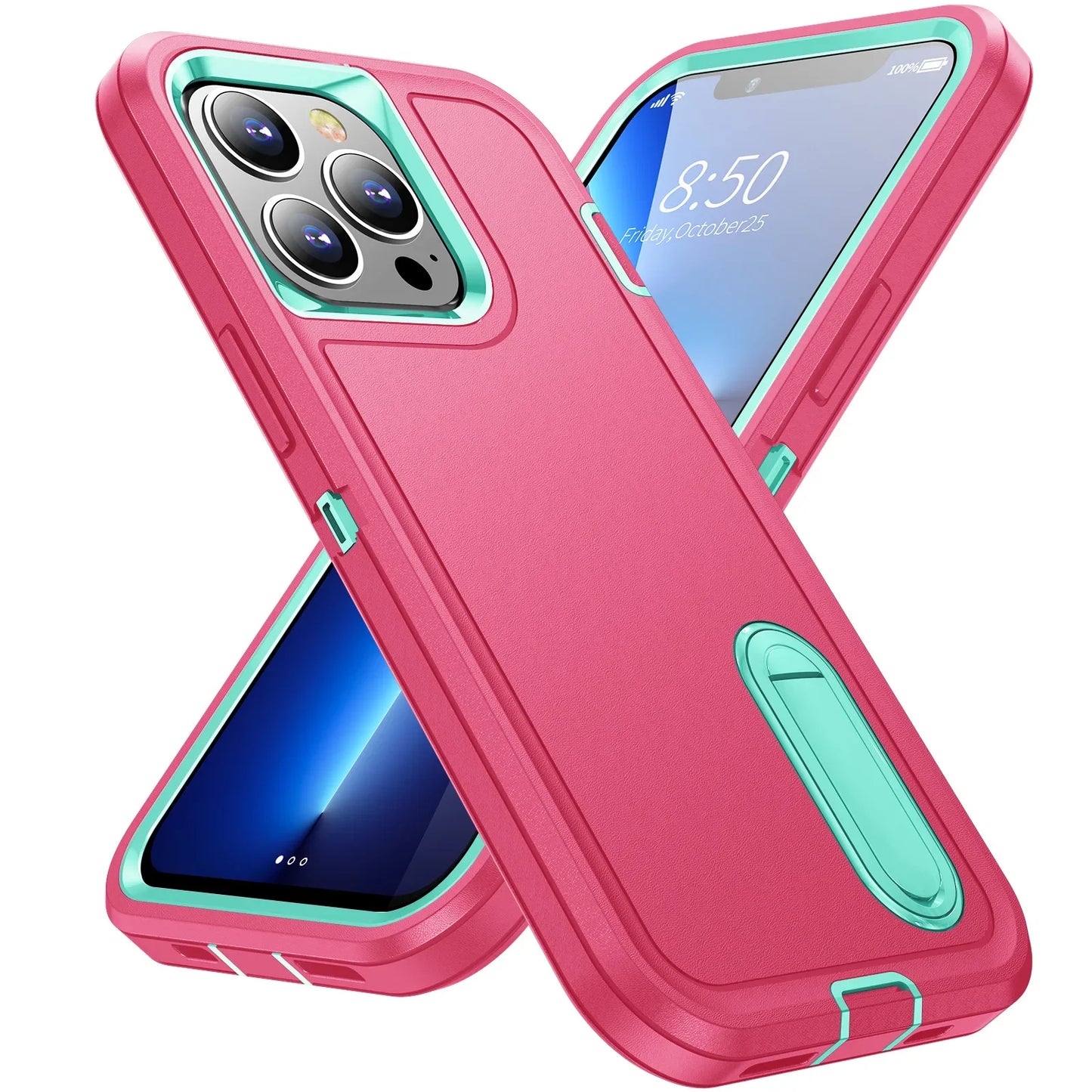 Case For iPhone 16 Pro Max 16 15 Pro Max 14 Plus 13 12 11 Heavy Duty Shock Full Body Protective Silicone Rubber Case