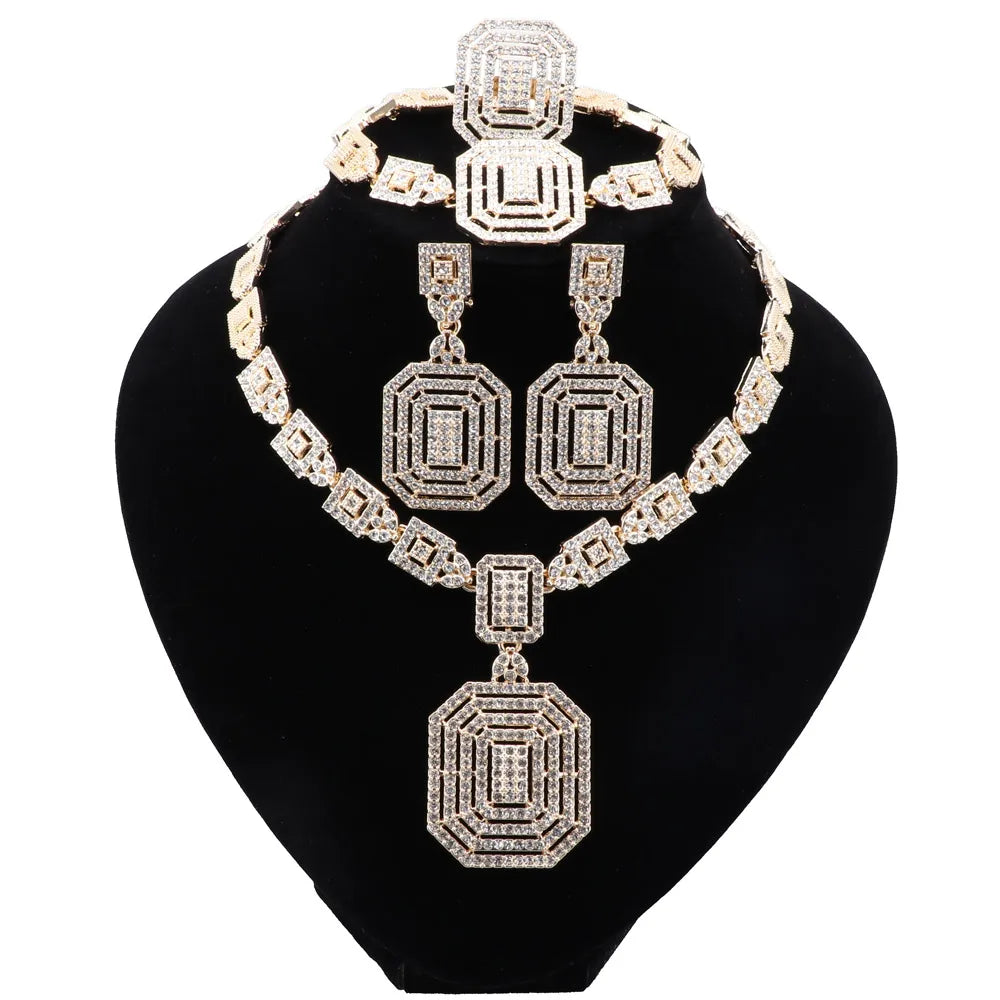 CYNTHIA Silver Plated Jewelry Sets For Women Necklace Earrings Bracelet Ring