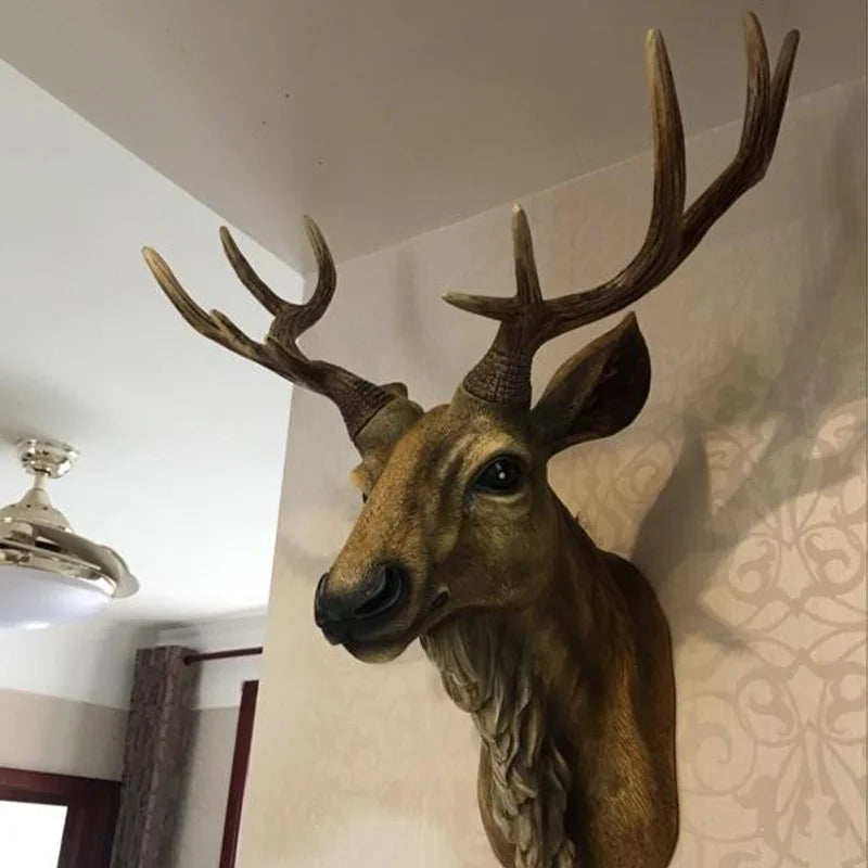 Faux Deer Head 17 inch Faux Animal Head Wall Décor Handmade Farmhouse Wall Decor