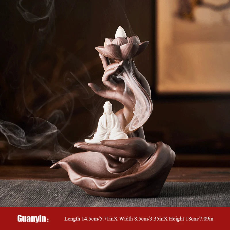 Ceramic Purple Sand Backflow Incense Stove Zen Buddhist Hand Creative Home Fragrance Stove Incense