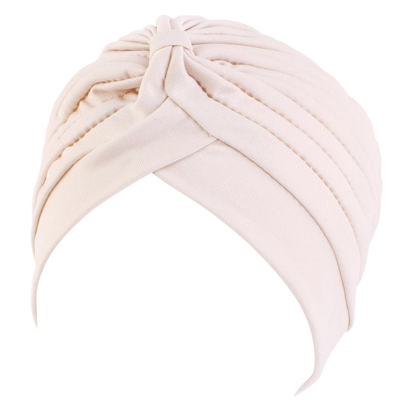 New Flower Decoration Turban, Solid Color Women's Head Wrap, Fashion Headwear, Bandana Cap
