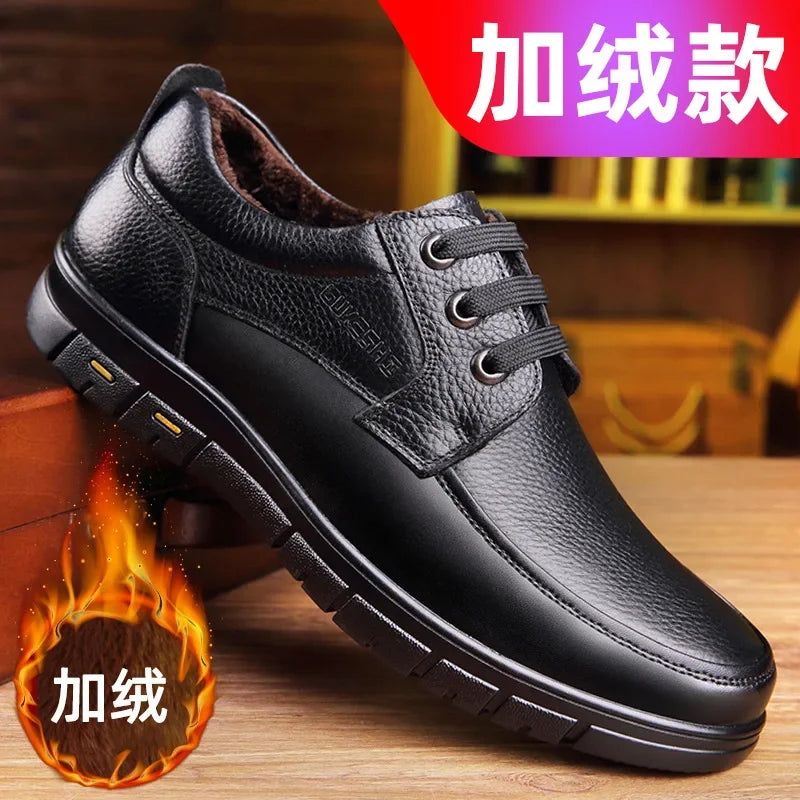 Luxury Middle-aged Lightweight Loafers Shoes Men Genuine Leather Casual Shoes